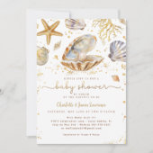 Aquareller Ozean Kleine Pearl Baby Dusche Einladung (Vorderseite)