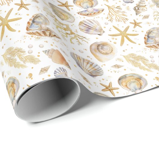 Aquareller Ozean Kleine Pearl Baby Dusche Geschenkpapier (Rolleneckpunkt)