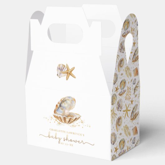 Aquareller Ozean Kleine Pearl Baby Dusche Geschenkschachtel (Geöffnet)