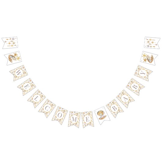 Aquareller Ozean Kleine Pearl Baby Dusche Wimpelkette (Alle)