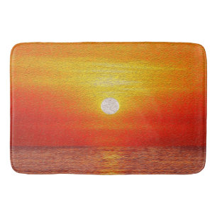 Aquareller Ozean Sunset Summer Beach Waves Badematte