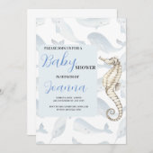 Aquareller Ozean Thema Babydusche einladen Einladung (Vorne/Hinten)