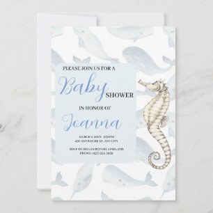 Aquareller Ozean Thema Babydusche einladen Einladung