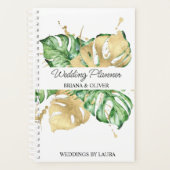 Aquareller Palm Gold Tropische Hochzeit Planer (Vorderseite)