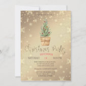 Aquareller Pine Tree, Goldenes Weihnachtsgebäck Pa Einladung (Vorderseite)