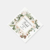 Aquareller Pine & Winter Greenery Brautparty Serviette (Ecke)