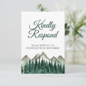 Aquareller Pinienwald Bitte beachten Hochzeit RSVP Karte (Stehend Vorderseite)