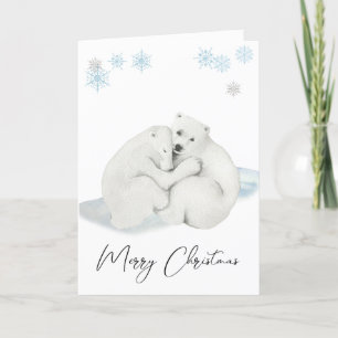 Aquareller Polar Bären Cubs Frohe Weihnachten