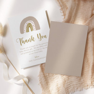 Aquareller Regenbogen Rosa Herz Babyparty Dankeskarte
