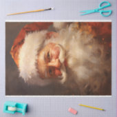 Aquareller Retro Santa Claus lächelt roten Hut Seidenpapier (Basteln)