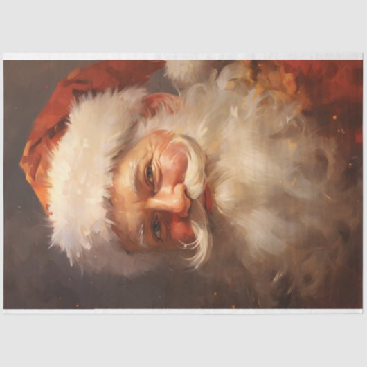 Aquareller Retro Santa Claus lächelt roten Hut Seidenpapier (Vorderseite)