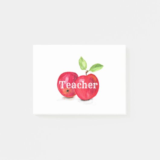 Aquareller Rote Äpfel Lehrer Bildung Obst Post-it Klebezettel (Vorderseite)
