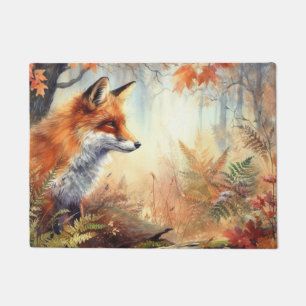 Aquareller Roter Fuchs Herbst Farbe Natur Fußmatte