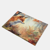 Aquareller Roter Fuchs Herbst Farbe Natur Fußmatte (Schrägansicht)