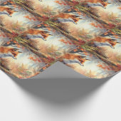 Aquareller Roter Fuchs Herbst Farbe Natur Geschenkpapier (Ecke)