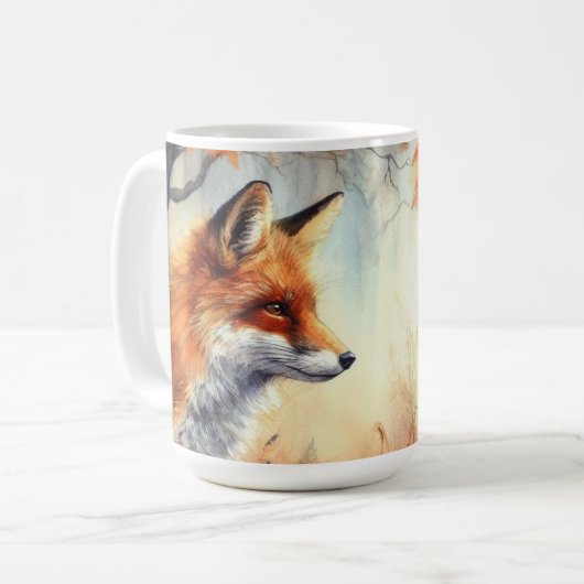 Aquareller Roter Fuchs Herbst Farbe Natur Kaffeetasse (Vorderseite Links)