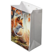 Aquareller Roter Fuchs Herbst Farbe Natur Mittlere Geschenktüte (Vorderseite Schrägansicht)