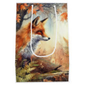 Aquareller Roter Fuchs Herbst Farbe Natur Mittlere Geschenktüte (Rückseite)