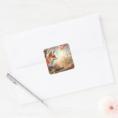 Aquareller Roter Fuchs Herbst Farbe Natur Quadratischer Aufkleber (Umschlag)
