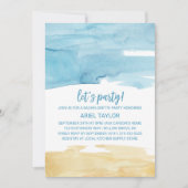 Aquareller Sand und Meer Lasst uns Party Einladung (Vorderseite)