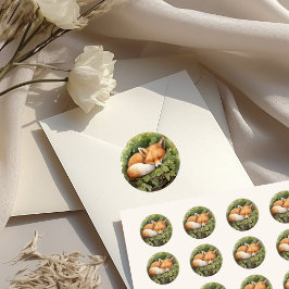 Aquareller Schlaffox Grüne Kinderdusche Runder Aufkleber