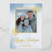 Aquareller Schneeflocken Blaues Foto Feiertage (Vorderseite)