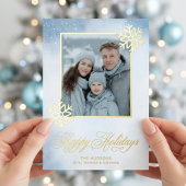 Aquareller Schneeflocken Blaues Foto Feiertage