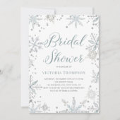 Aquareller Schneeflocken Glitzer Winter Brautparty Einladung (Vorderseite)