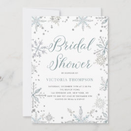 Aquareller Schneeflocken Glitzer Winter Brautparty Einladung