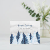 Aquareller Schneewald Pinienwälder Wintersport Feiertagspostkarte (Stehend Vorderseite)