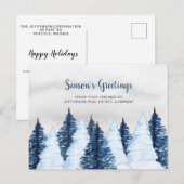 Aquareller Schneewald Pinienwälder Wintersport Feiertagspostkarte (Vorne/Hinten)