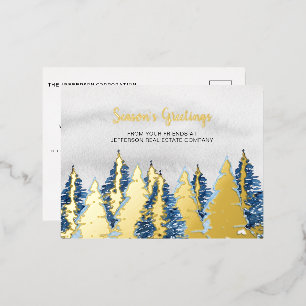 Aquareller Schneewald Pinienwälder Wintersport Folien Feiertagspostkarte
