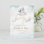 Aquareller Seagulus Strand Save the Date (Stehend Vorderseite)