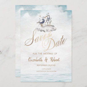 Aquareller Seagulus Strand Save the Date