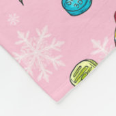 Aquareller Ski Pika mit Ausrüstung auf rosa Schnee Fleecedecke (Ecke)