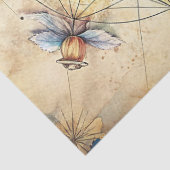 Aquareller Sommerreise Retro Blumenkompass Seidenpapier (Detail)