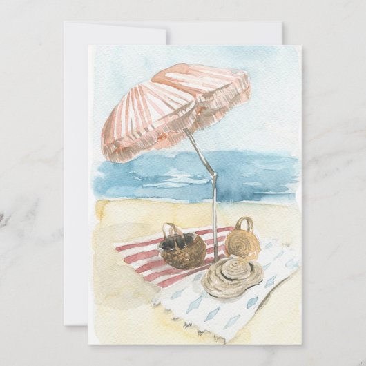 Aquareller Sommerurlaub am Strand Geburtstag Einladung (Rückseite)
