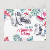 Aquareller Sommerurlaub Postkarte (Vorderseite)
