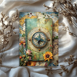 Aquareller Sommerurlaub Retro Kompass Planer Seidenpapier