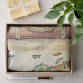 Aquareller Sommerurlaub Retrokoffer Seidenpapier (Geschenk)