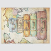 Aquareller Sommerurlaub Retrokoffer Seidenpapier (Vorderseite)