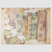 Aquareller Sommerurlaub Retrokoffer Seidenpapier (Vorderseite)