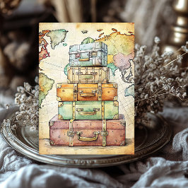 Aquareller Sommerurlaub Retrokoffer Seidenpapier