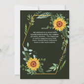 Aquareller-Sonnenblumen Grünpflanzen Rustikale Hoc Einladung (Rückseite)