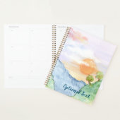 Aquareller Sonnenuntergang über Gebirge und Bäume Planer (Anzeige)