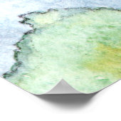 Aquareller Sonnenuntergang über Gebirge und Bäume Poster (Ecke)