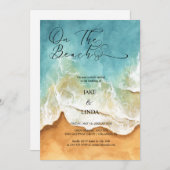 Aquareller Strand am Strand Einladung zur Hochzeit (Vorne/Hinten)