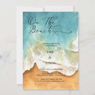 Aquareller Strand am Strand Einladung zur Hochzeit