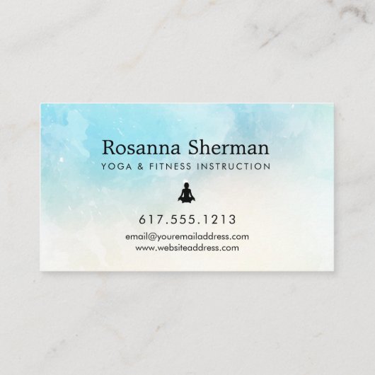 Aquareller Strand Atmen Sie Yoga und Wellness Visitenkarte (Rückseite)
