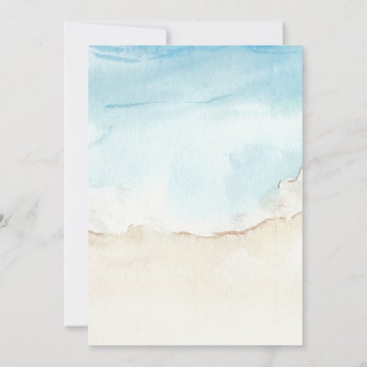 Aquareller Strand auf der Hochzeit am Strand Einladung (Rückseite)